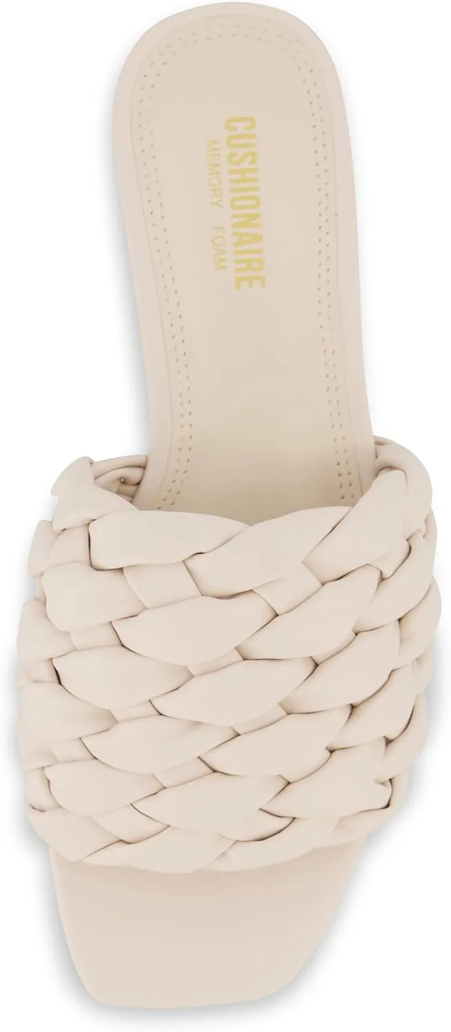 CUSHIONAIRE Women's Aramis woven slide sandal  Memory Foam, Wide Widths Available