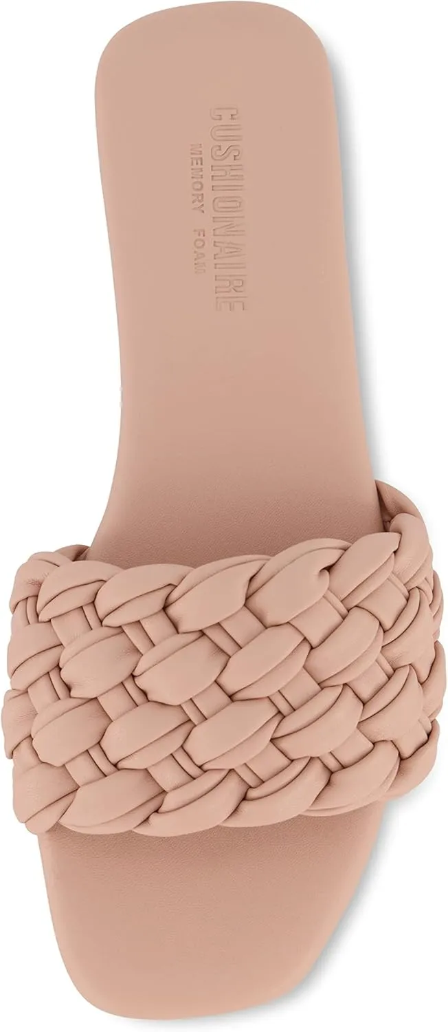 CUSHIONAIRE Women's Fez woven slide sandal  Memory Foam, Wide Widths Available