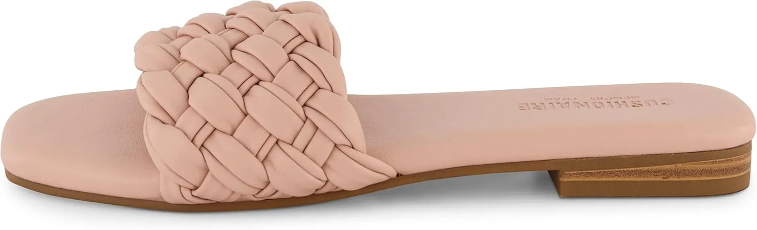 CUSHIONAIRE Women's Fez woven slide sandal  Memory Foam, Wide Widths Available