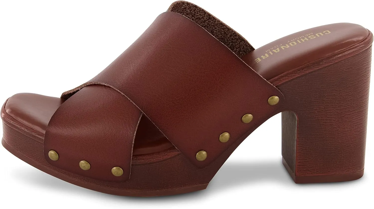 CUSHIONAIRE Women's Kamari Faux Wood Sandal with Memory Foam Padding, Wide Widths Available