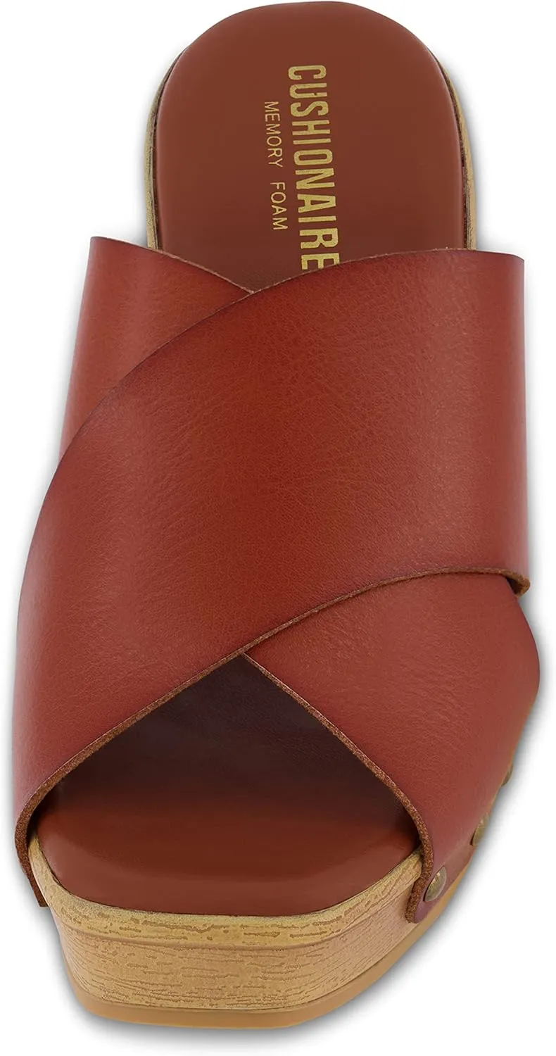 CUSHIONAIRE Women's Kamari Faux Wood Sandal with Memory Foam Padding, Wide Widths Available