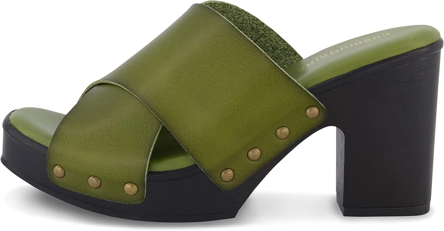CUSHIONAIRE Women's Kamari Faux Wood Sandal with Memory Foam Padding, Wide Widths Available