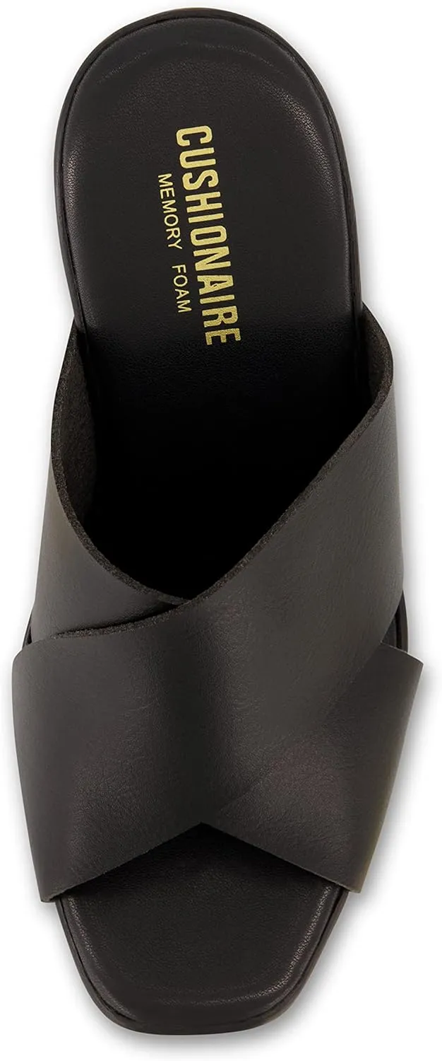 CUSHIONAIRE Women's Kamari Faux Wood Sandal with Memory Foam Padding, Wide Widths Available