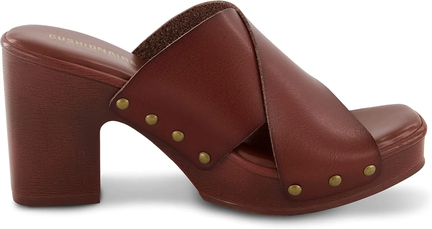 CUSHIONAIRE Women's Kamari Faux Wood Sandal with Memory Foam Padding, Wide Widths Available