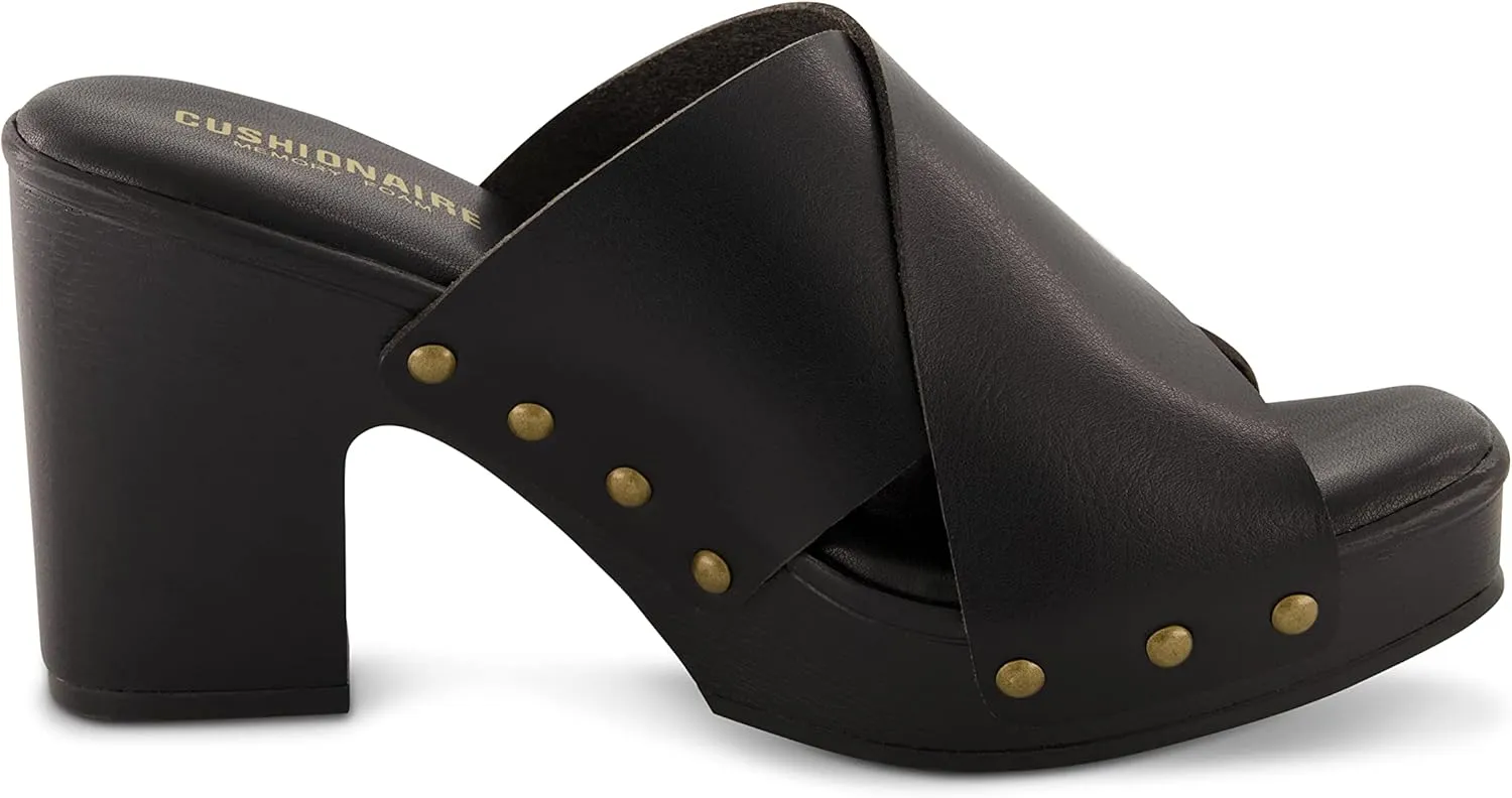CUSHIONAIRE Women's Kamari Faux Wood Sandal with Memory Foam Padding, Wide Widths Available