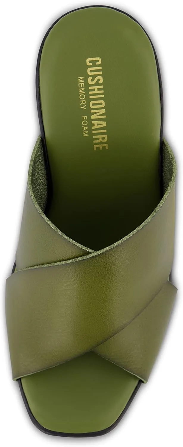 CUSHIONAIRE Women's Kamari Faux Wood Sandal with Memory Foam Padding, Wide Widths Available