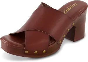 CUSHIONAIRE Women's Kamari Faux Wood Sandal with Memory Foam Padding, Wide Widths Available
