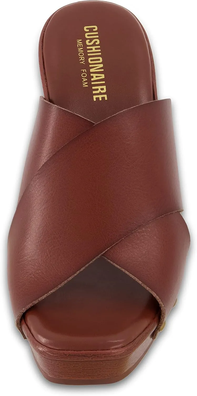 CUSHIONAIRE Women's Kamari Faux Wood Sandal with Memory Foam Padding, Wide Widths Available