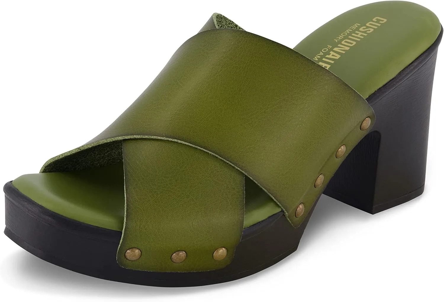 CUSHIONAIRE Women's Kamari Faux Wood Sandal with Memory Foam Padding, Wide Widths Available