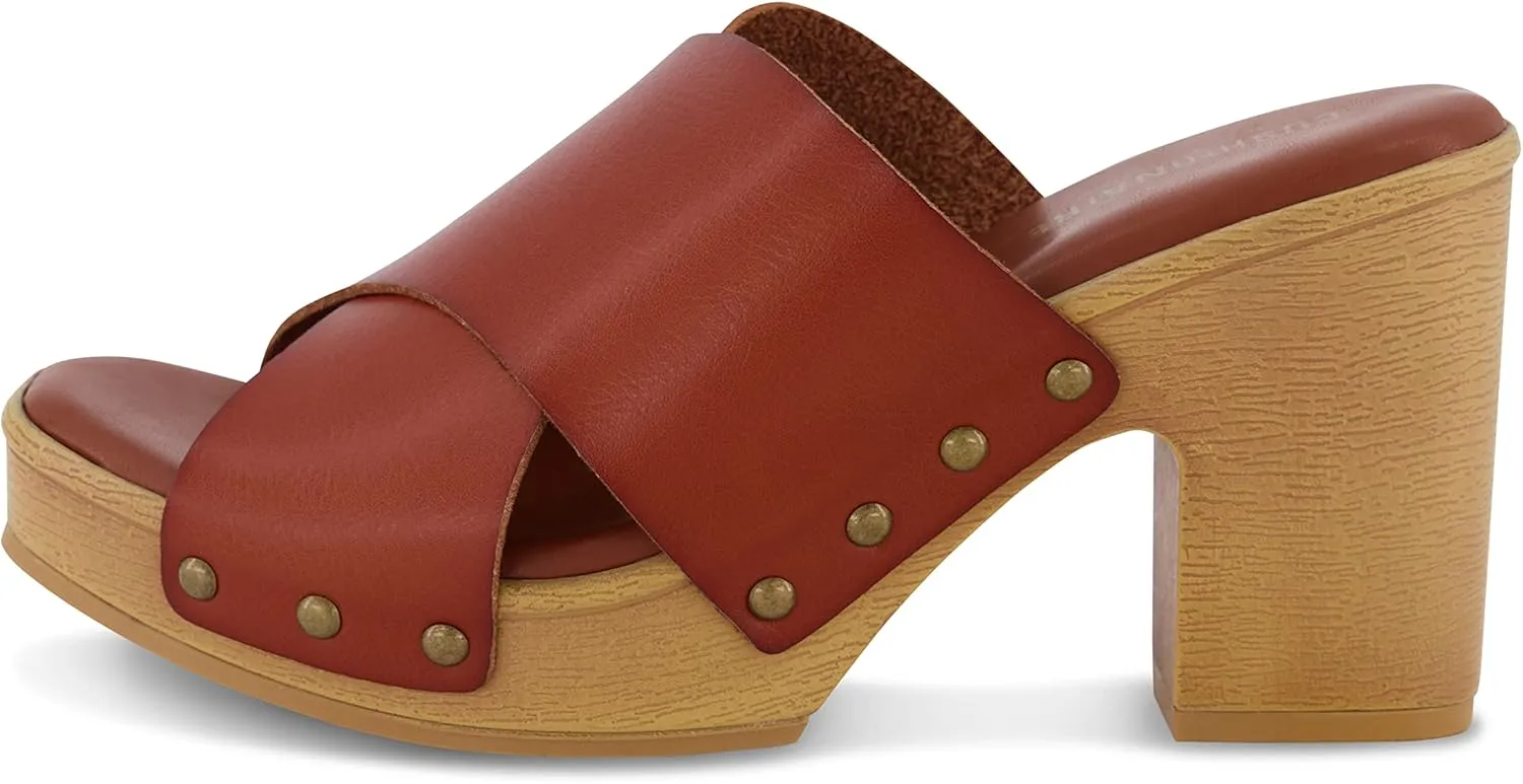 CUSHIONAIRE Women's Kamari Faux Wood Sandal with Memory Foam Padding, Wide Widths Available