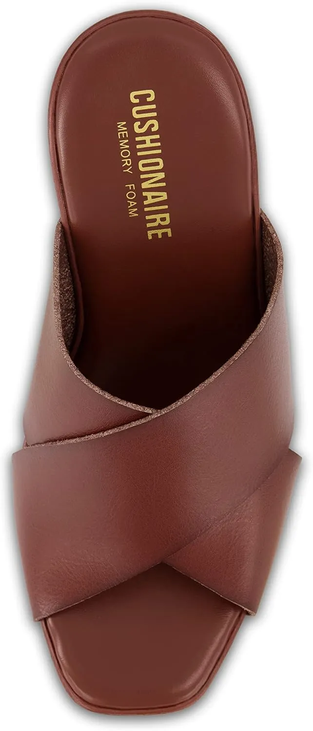 CUSHIONAIRE Women's Kamari Faux Wood Sandal with Memory Foam Padding, Wide Widths Available