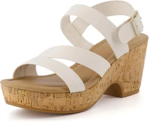 CUSHIONAIRE Women's Russ cork wedge sandal  Memory Foam, Wide Widths Available