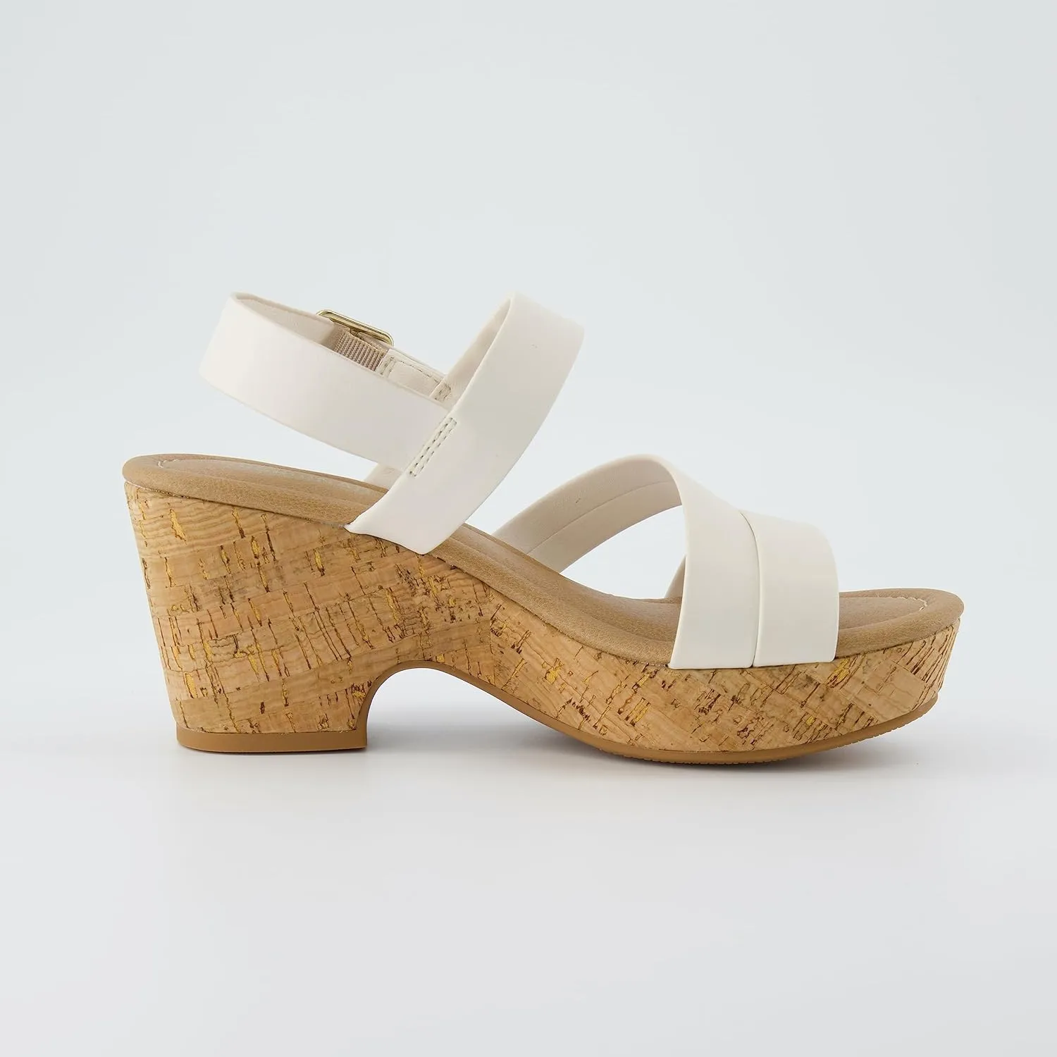 CUSHIONAIRE Women's Russ cork wedge sandal  Memory Foam, Wide Widths Available