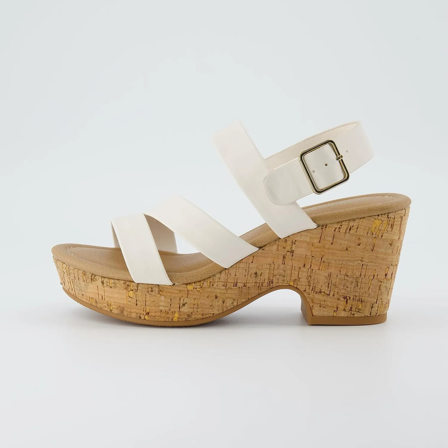CUSHIONAIRE Women's Russ cork wedge sandal  Memory Foam, Wide Widths Available