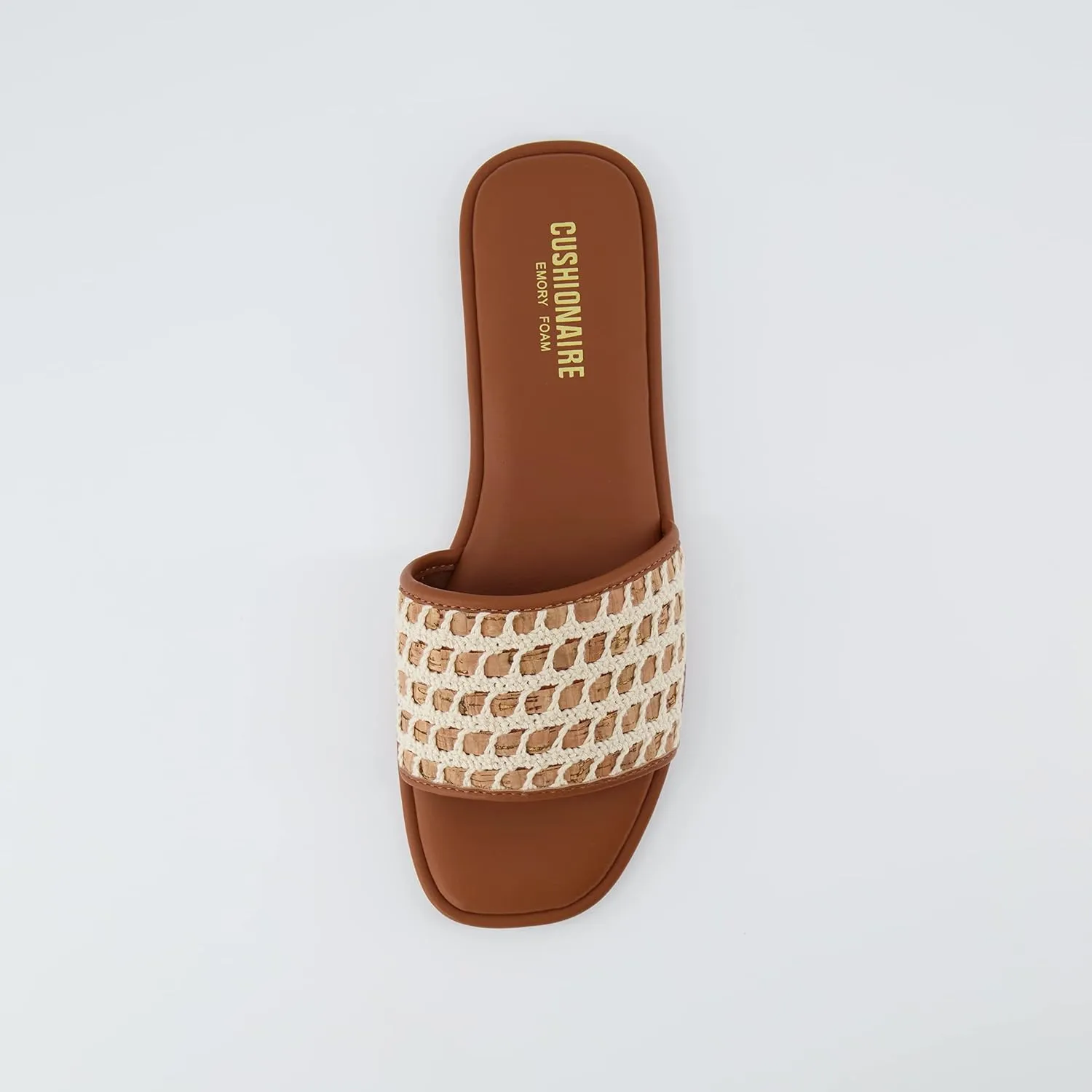 CUSHIONAIRE Women's Taffy crochet cork slide sandal  Memory Foam, Wide Widths Available