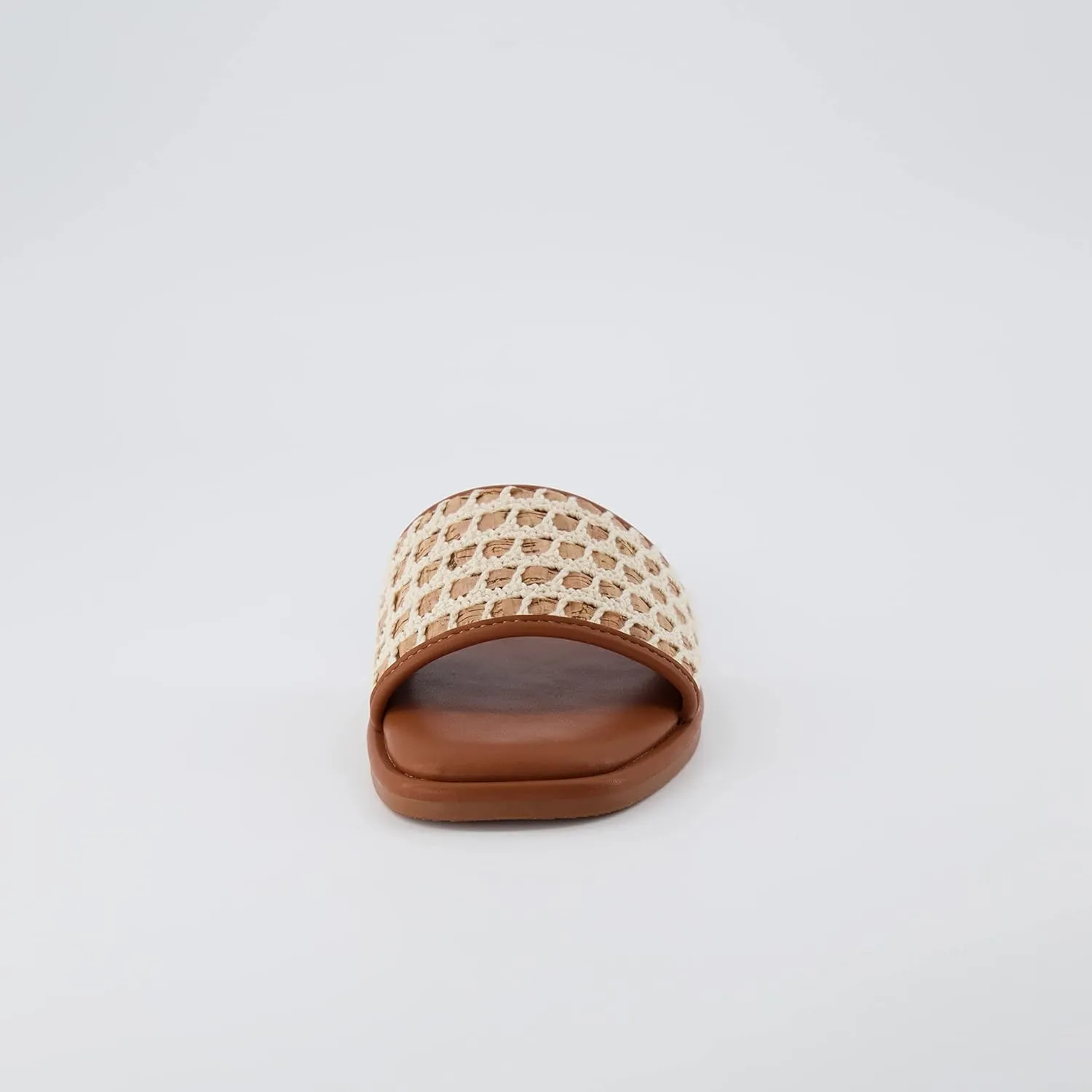 CUSHIONAIRE Women's Taffy crochet cork slide sandal  Memory Foam, Wide Widths Available