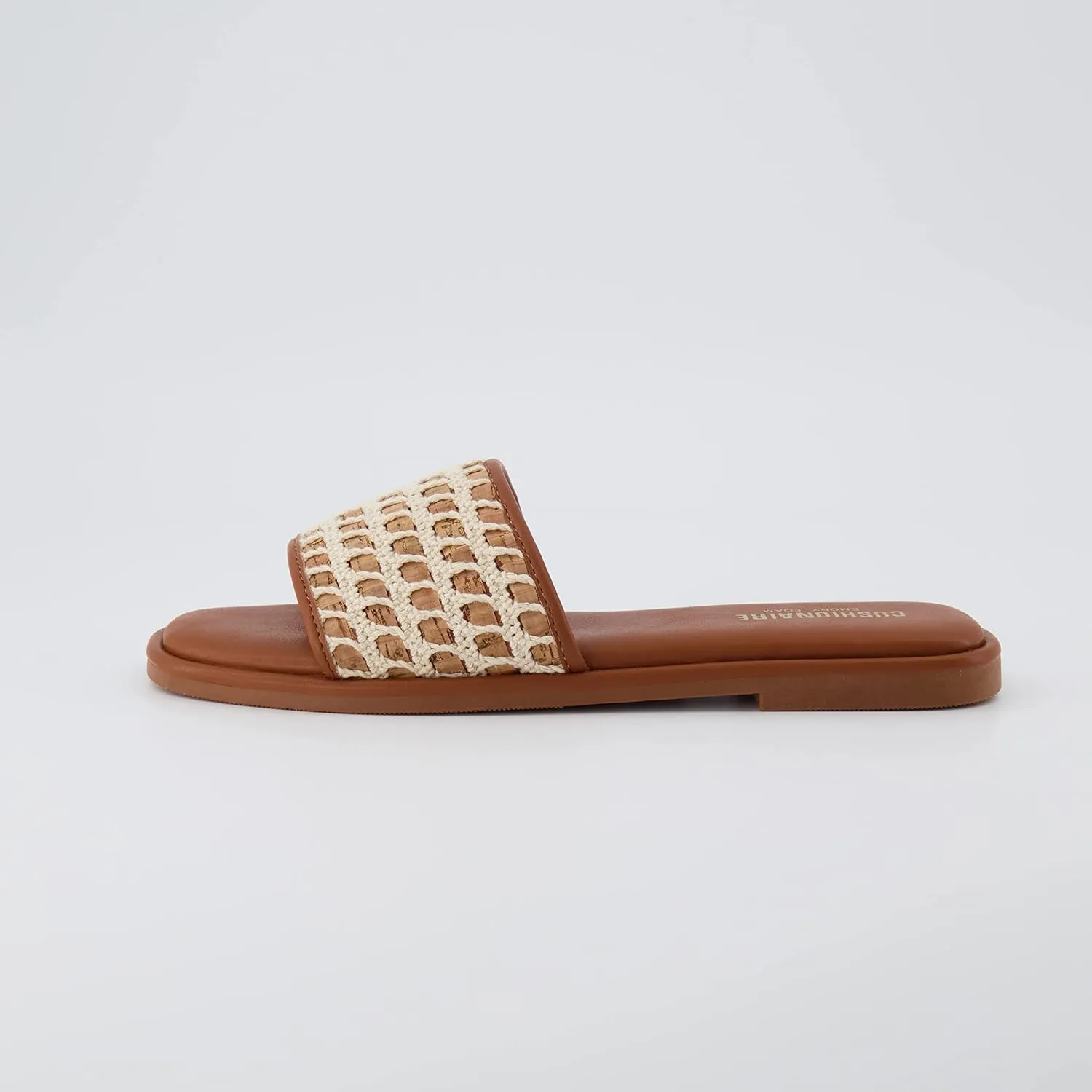 CUSHIONAIRE Women's Taffy crochet cork slide sandal  Memory Foam, Wide Widths Available