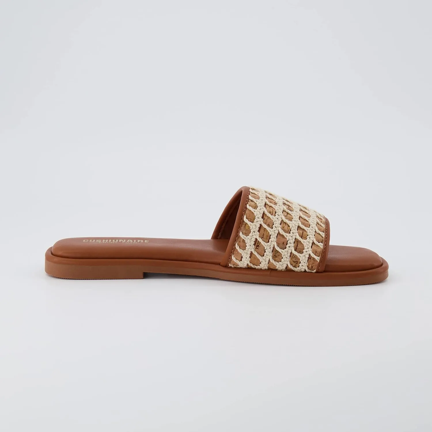 CUSHIONAIRE Women's Taffy crochet cork slide sandal  Memory Foam, Wide Widths Available