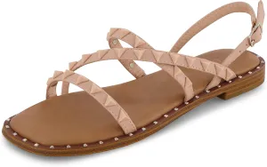 CUSHIONAIRE Women's Vogue stud sling back sandal  Memory Foam