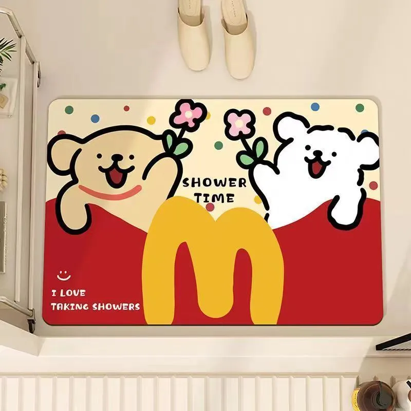 Cute Dog Diatom Mud Bathroom Mat  Quick-Dry & Soft