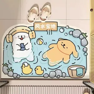 Cute Dog Diatom Mud Bathroom Mat  Quick-Dry & Soft