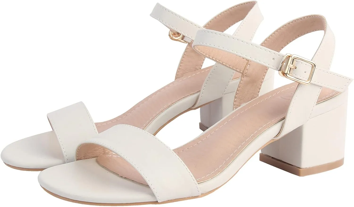 DADAWEN Women's Open Toe Ankle Strap Glitter Low Block Chunky Heels Sandals Dress Pumps Shoes