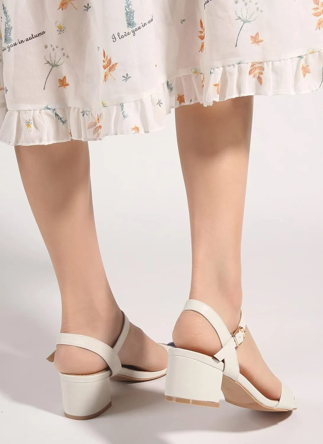 DADAWEN Women's Open Toe Ankle Strap Glitter Low Block Chunky Heels Sandals Dress Pumps Shoes