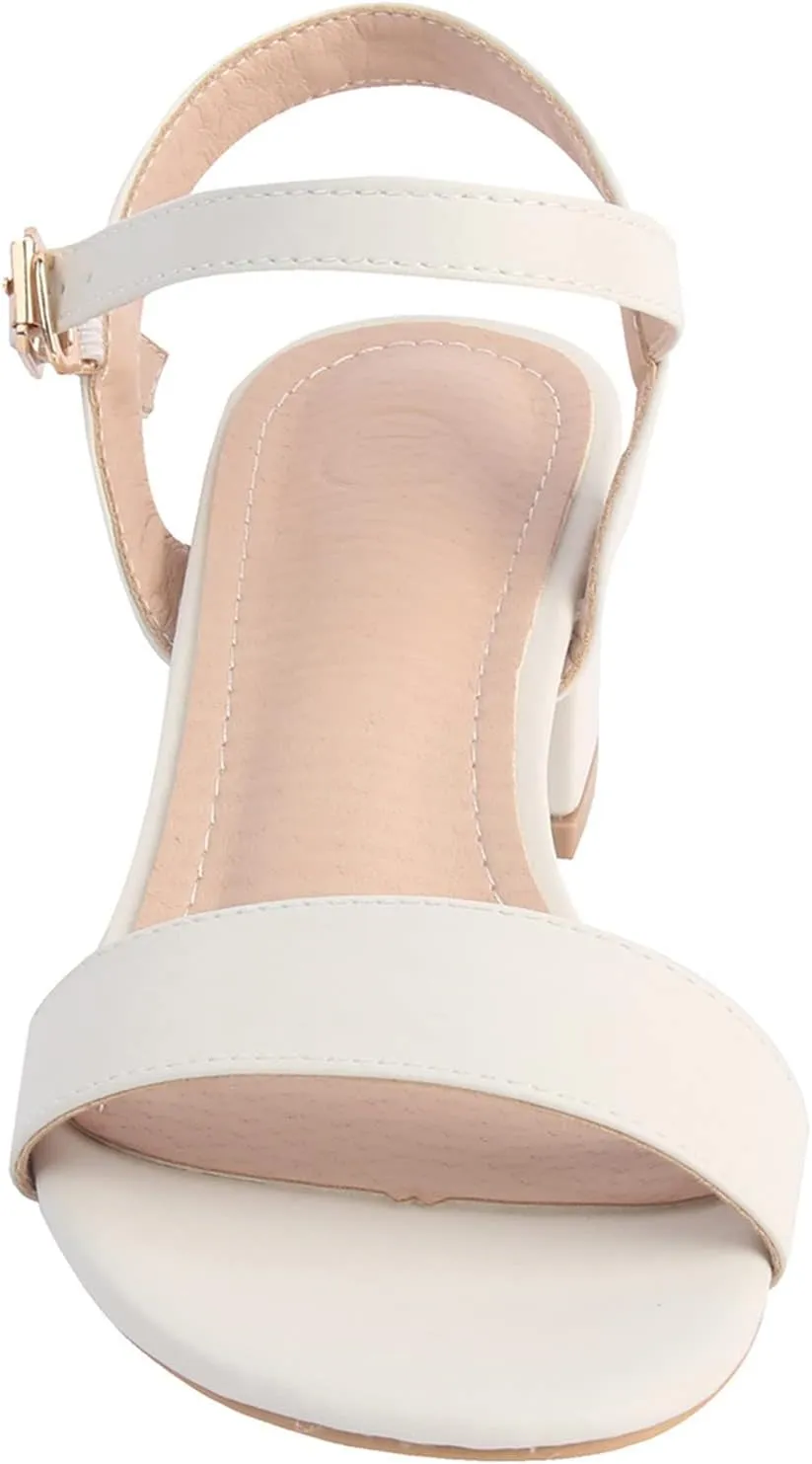 DADAWEN Women's Open Toe Ankle Strap Glitter Low Block Chunky Heels Sandals Dress Pumps Shoes
