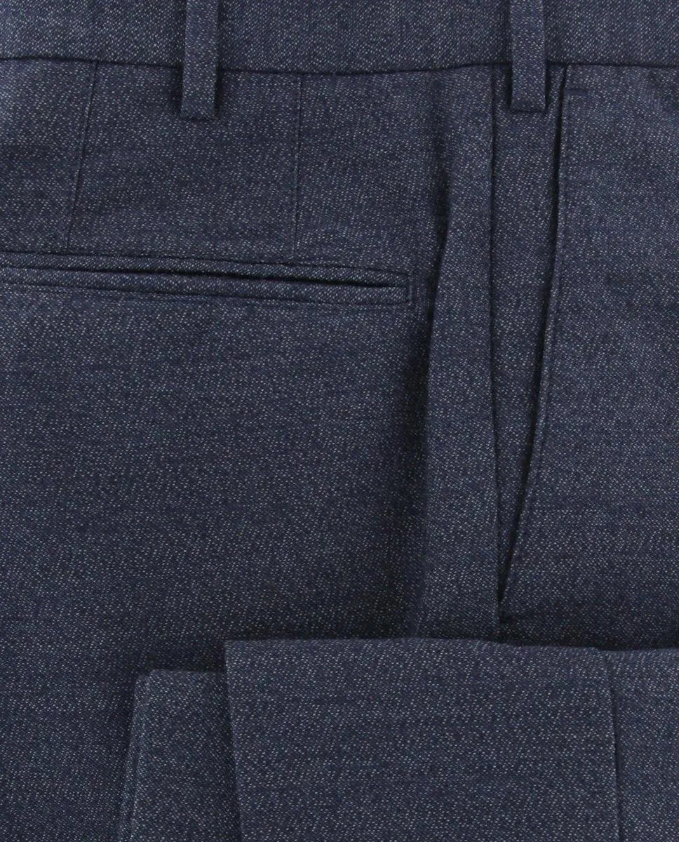 Dark Blue Melange Pants - Slim