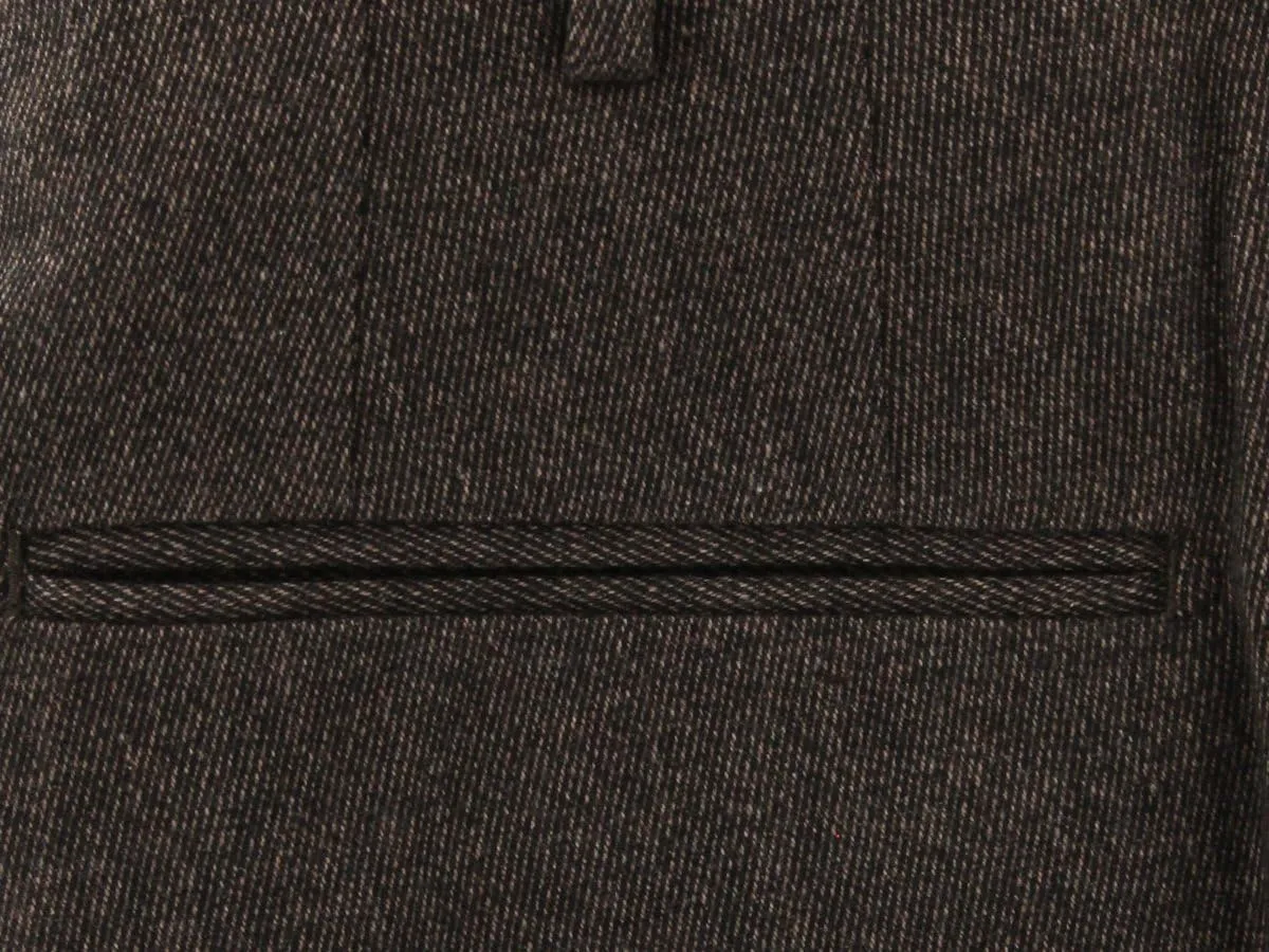 Dark Brown Melange Pants - Slim