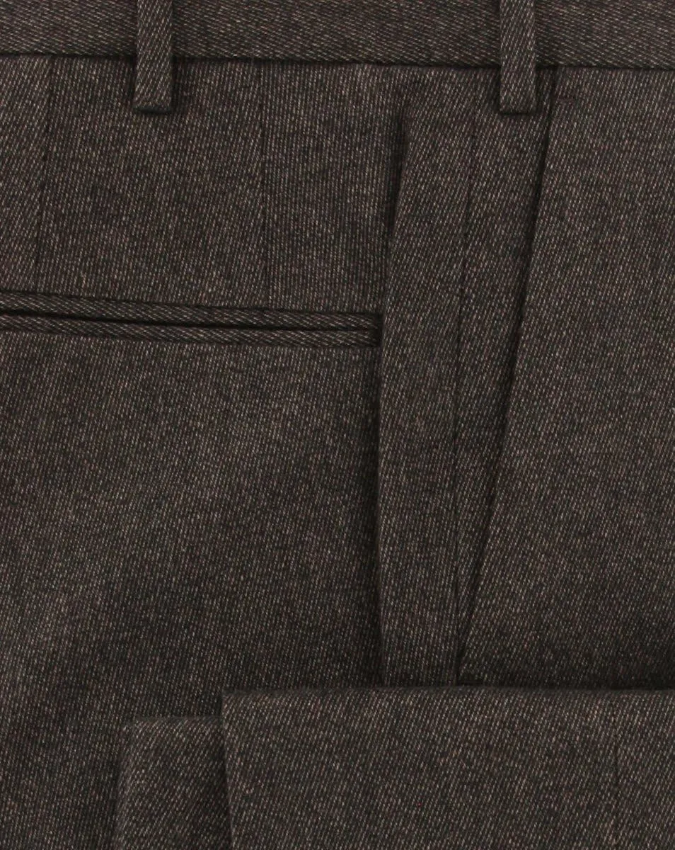 Dark Brown Melange Pants - Slim