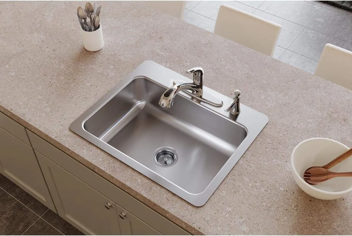 Dayton DSESR127222 Single Bowl Dual Mount Stainless Steel Sink