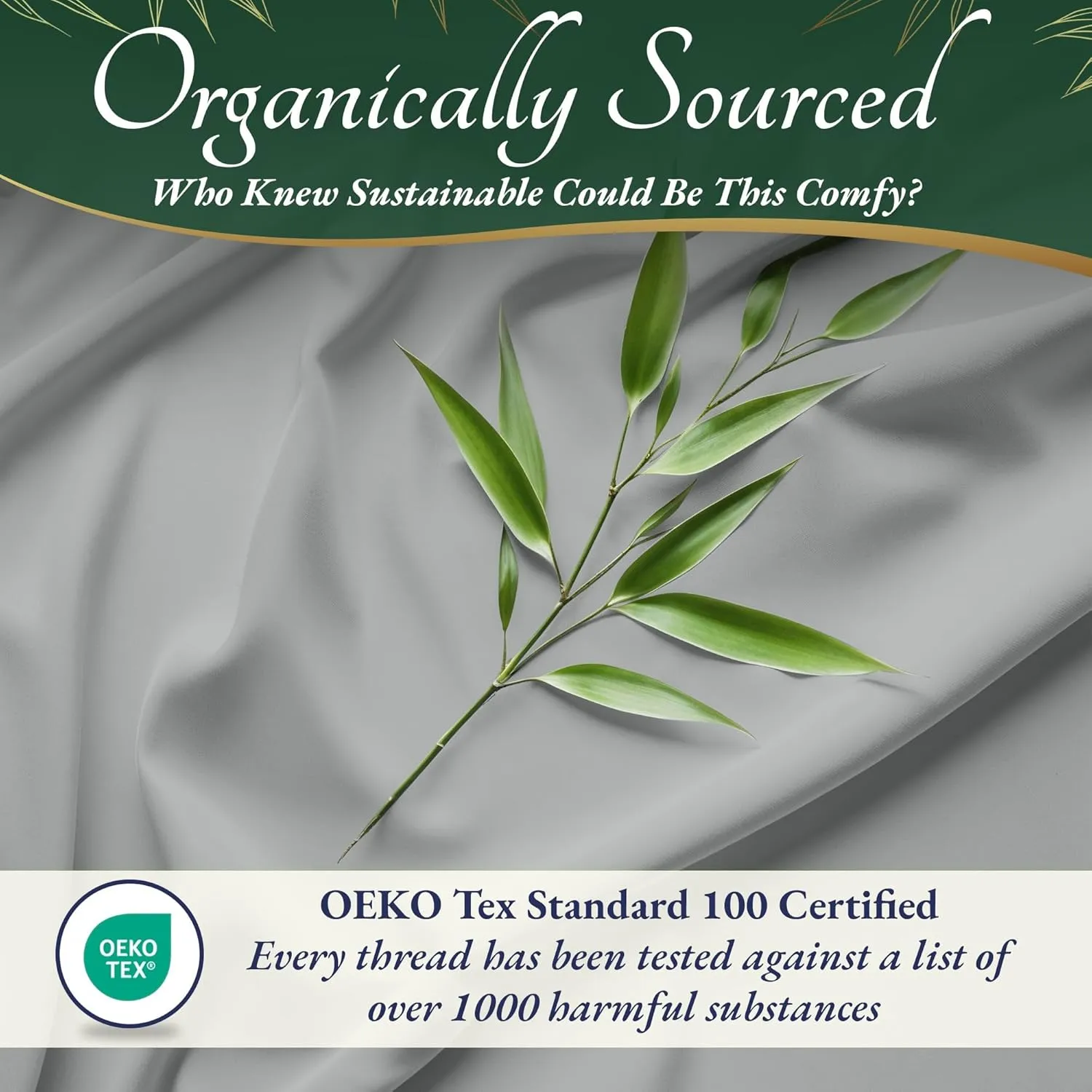 DECOLURE 100% Organic Viscose Derived from Bamboo Sheets King Size 6pcs - Ultra Soft & Luxuriously Cooling, 17" Deep Pocket, Double Stitching, Perfect for Hot Sleepers - King Bed Sheets (Light Grey)