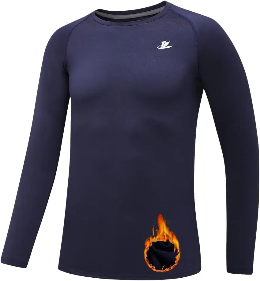 DEVOROPA Youth Boys Compression Thermal Shirt Long Sleeve Fleece Baselayer Soccer Baseball Undershirt