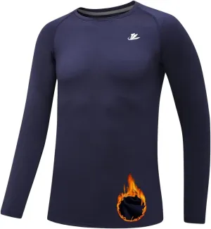 DEVOROPA Youth Boys Compression Thermal Shirt Long Sleeve Fleece Baselayer Soccer Baseball Undershirt