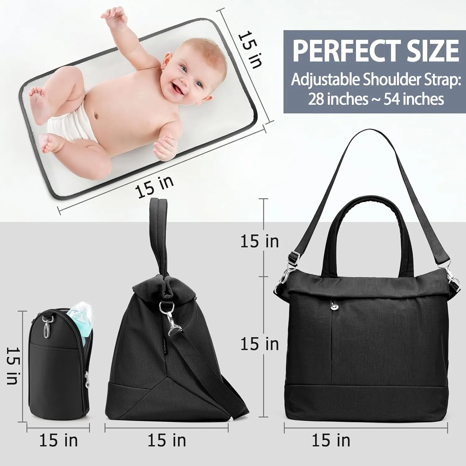 Diaper Bag Tote Large Travel Fashion Crossbody For Monther,Mommy Bags Outdoor Handbags With Insulated Bag And Changing Pad
