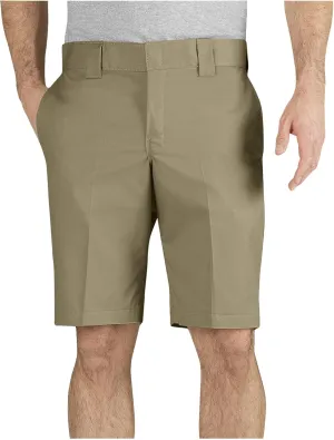 Dickies mens 11 Inch Slim Fit Stretch Twill Work flat front shorts, Desert Sand, 33 US