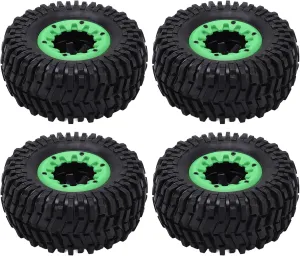 Dilwe RC Rubber tire Set, 1/10, 128mm, RC Soft Rubber Tires for Racing, for LOSI 1 10 Lasernut U4, etc., RC Off Road On Road car Accessories, 4 Pieces/Set(Green)