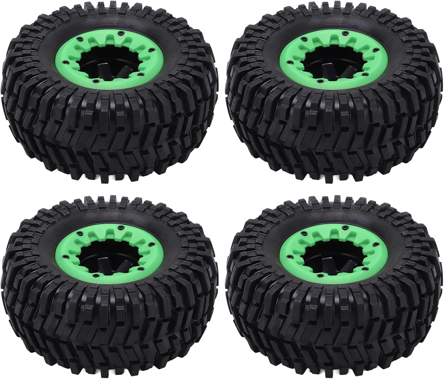 Dilwe RC Rubber tire Set, 1/10, 128mm, RC Soft Rubber Tires for Racing, for LOSI 1 10 Lasernut U4, etc., RC Off Road On Road car Accessories, 4 Pieces/Set(Green)