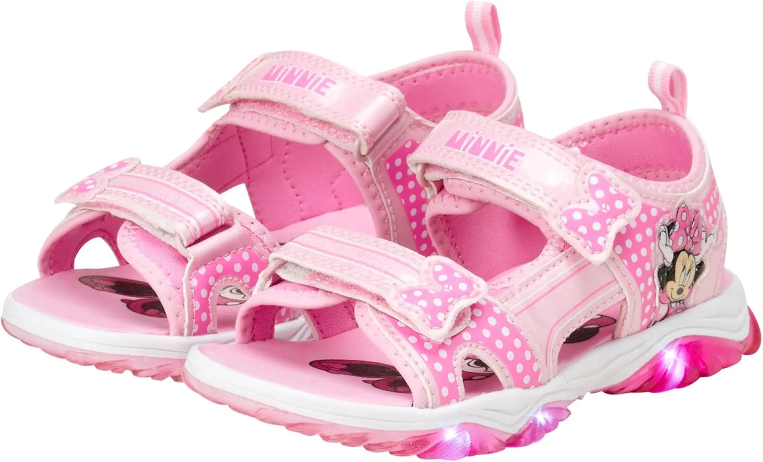 Disney Girls' Sandals – Frozen or Minnie Mouse Double Strap Light Up Sports Sandals (Toddler/Girl)