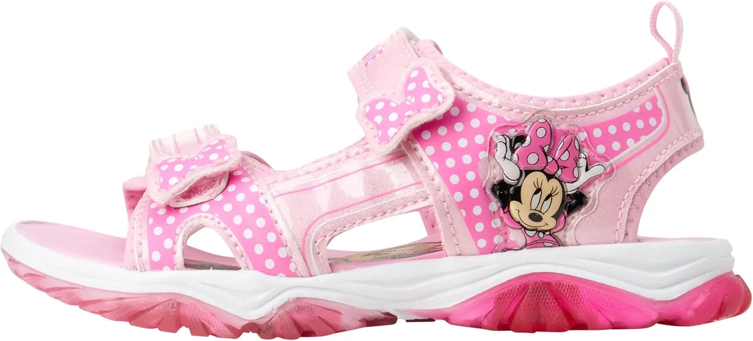 Disney Girls' Sandals – Frozen or Minnie Mouse Double Strap Light Up Sports Sandals (Toddler/Girl)