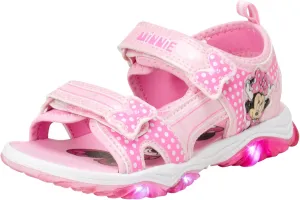 Disney Girls' Sandals – Frozen or Minnie Mouse Double Strap Light Up Sports Sandals (Toddler/Girl)