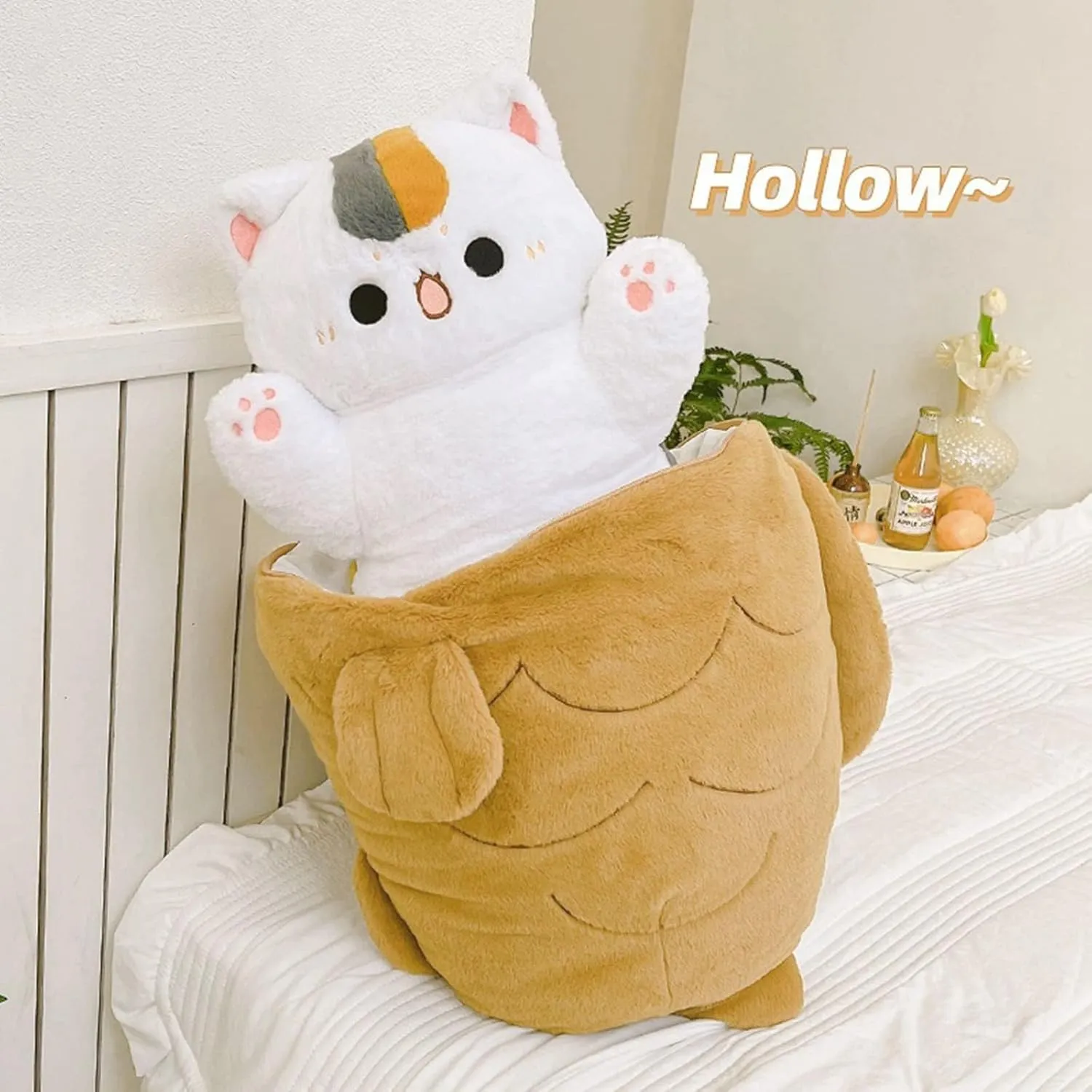 Ditucu 23.6 inch Taiyaki Cat Plush Pillow Cute Kitten Inside Fish 2 in 1 Soft Stuffed Animal Plushies Toys with Outfit Sleeping Doll Gifts for Girls Boys