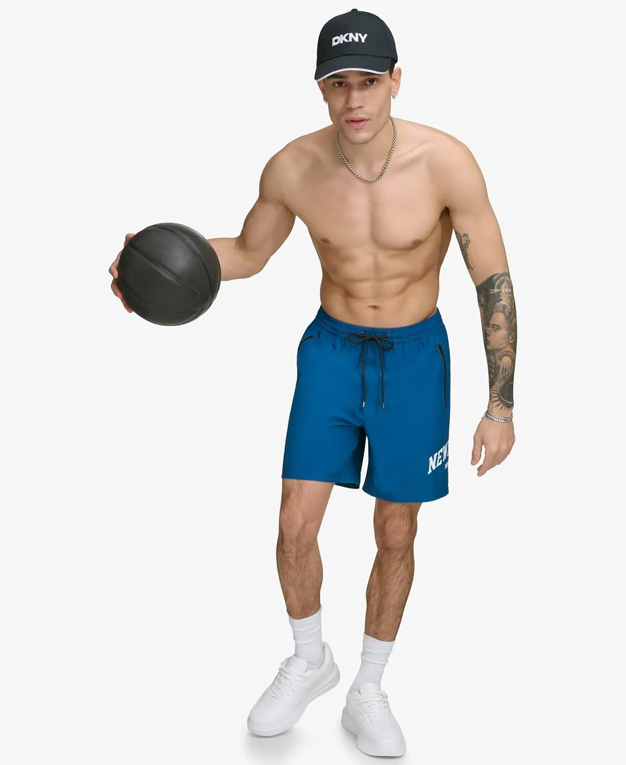 DKNY Men's Stretch Quick Dry Volley UPF 40  Protection Swim Trunk
