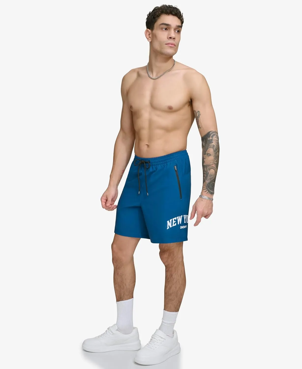DKNY Men's Stretch Quick Dry Volley UPF 40  Protection Swim Trunk