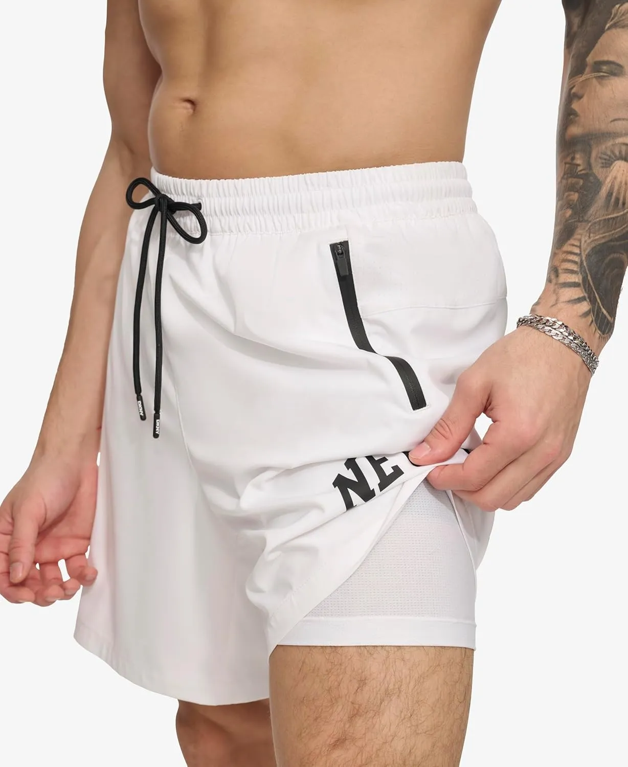 DKNY Men's Stretch Quick Dry Volley UPF 40  Protection Swim Trunk