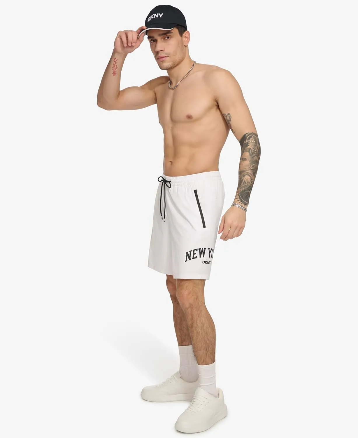 DKNY Men's Stretch Quick Dry Volley UPF 40  Protection Swim Trunk