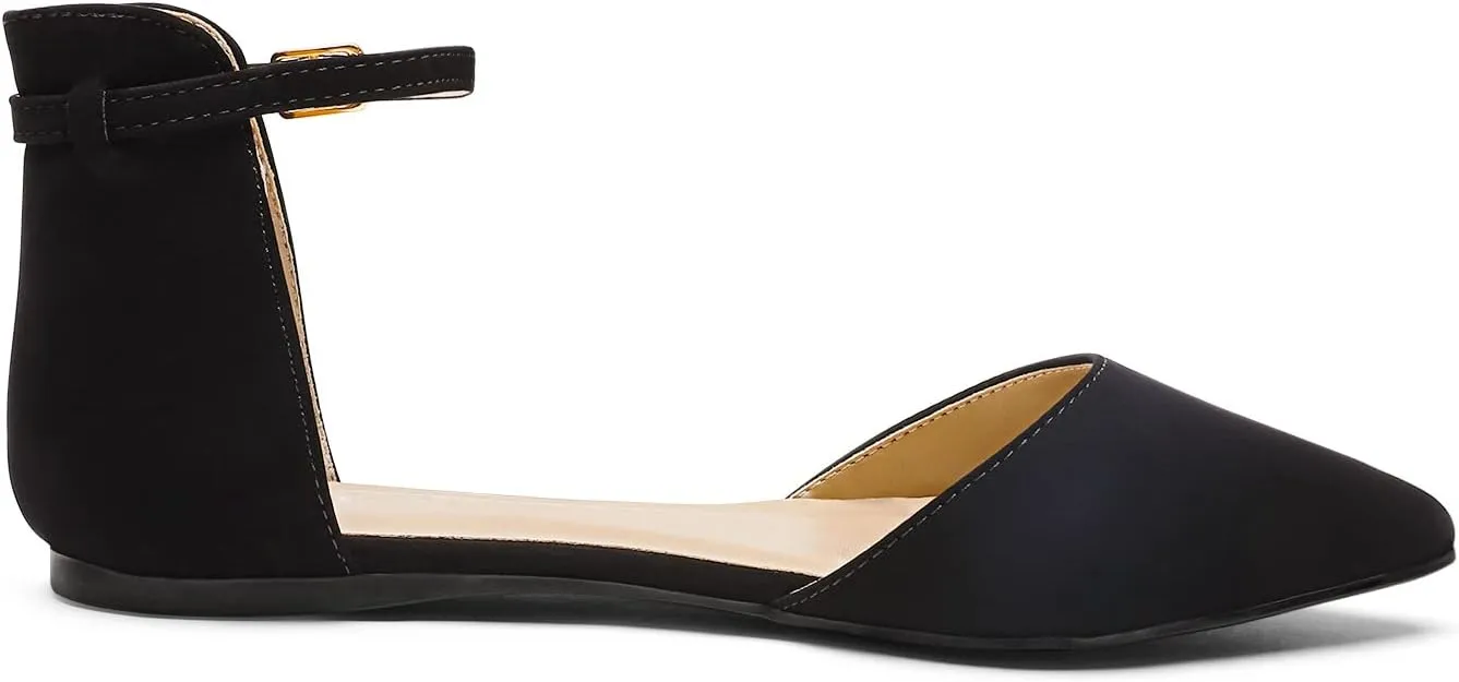 DREAM PAIRS Flapointed Women's Casual D'Orsay Pointed Plain Ballet Comfort Soft Slip On Flats Shoes