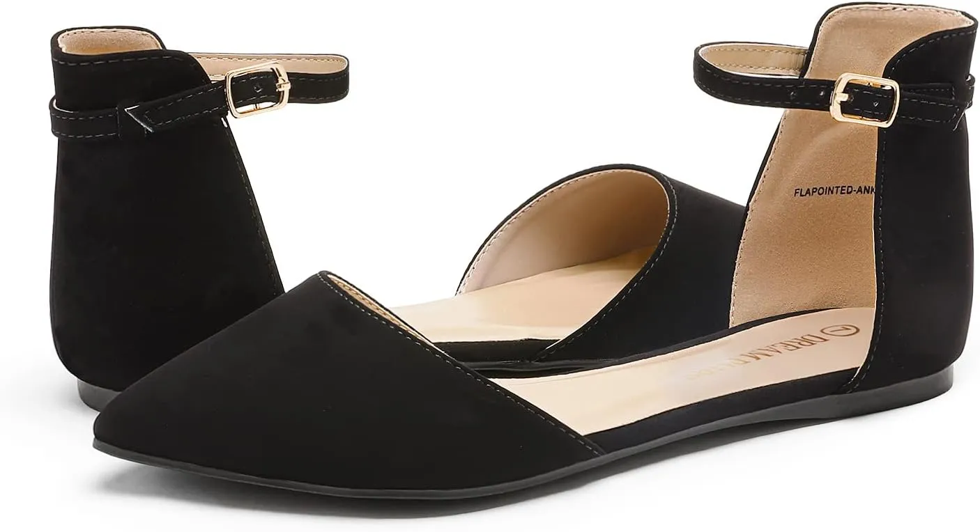 DREAM PAIRS Flapointed Women's Casual D'Orsay Pointed Plain Ballet Comfort Soft Slip On Flats Shoes