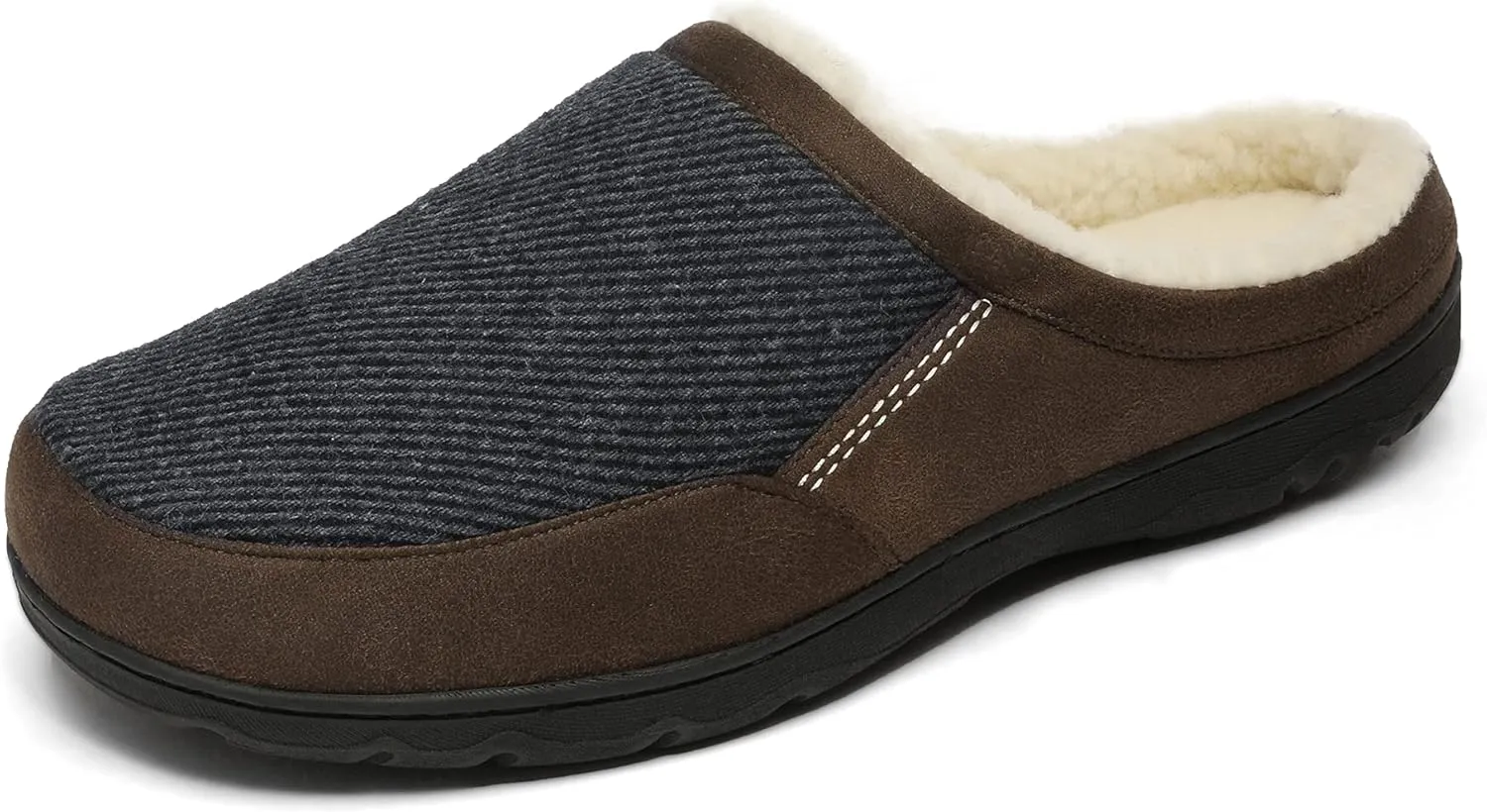 DREAM PAIRS Men's Cozy Memory Foam Slippers with Fuzzy Wool-Like Lining, Slip-on Washable Indoor Outdoor House Shoes
